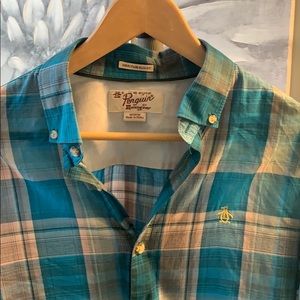 Penguin medium blue plaid shirt